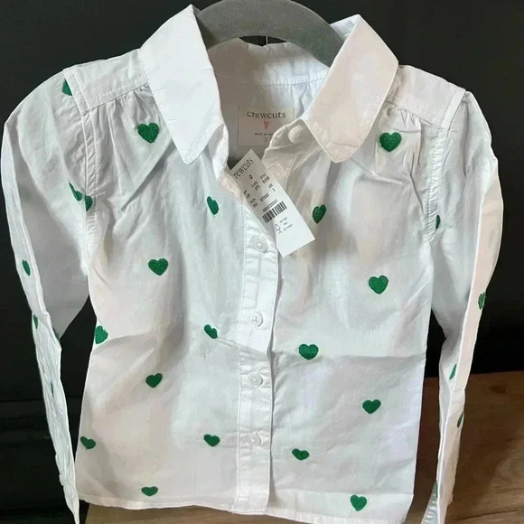 NWT • JCREW crewcuts girls heart embroidered button up 3T - Picture 2 of 5